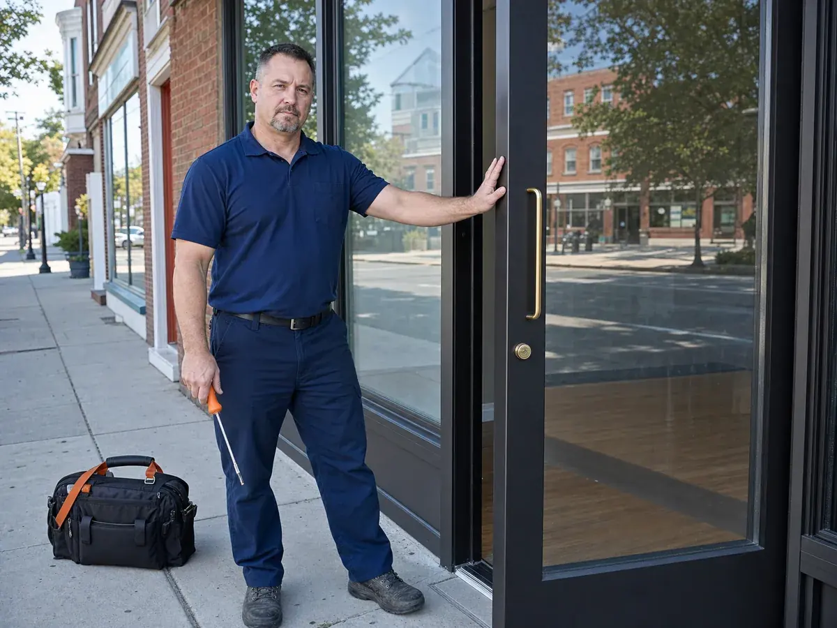 Commercial locksmith work in progress